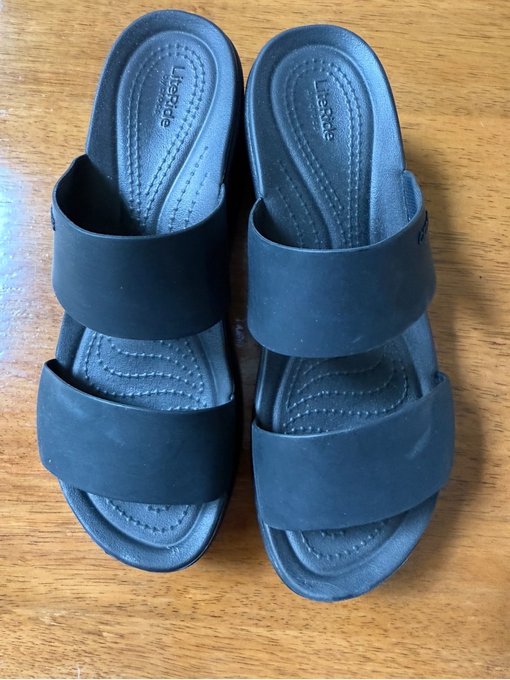 CROCS Women's Black Dual-Strap Slide Sandals